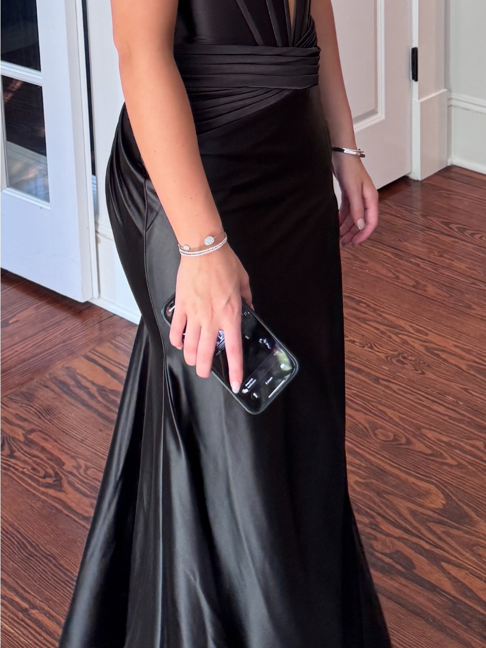 Sherri Hill Black Satin Prom Gown